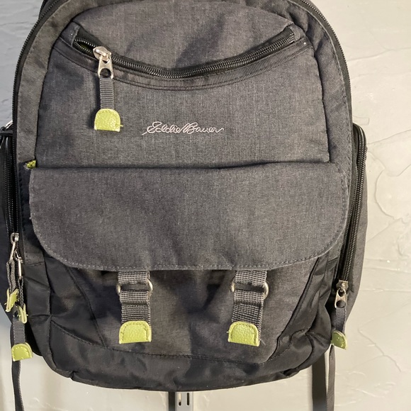 Eddie Bauer Black/Gray w Green Backpack Versatile and Durable - Picture 2 of 10